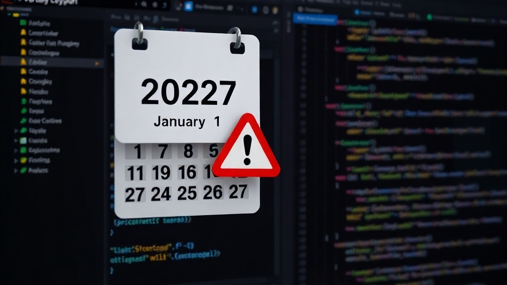 A calendar showing January 1, 2027, highlighted with a warning icon.