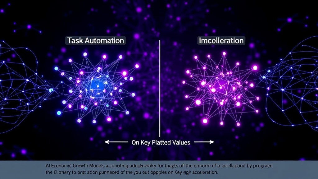 Diagram illustrating two distinct economic models for AI's impact: task automation vs. innovation acceleration.