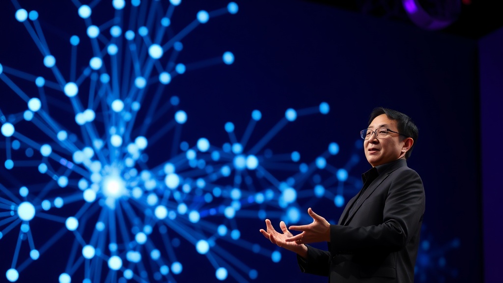 Nvidia CEO Jensen Huang speaking at a press event.