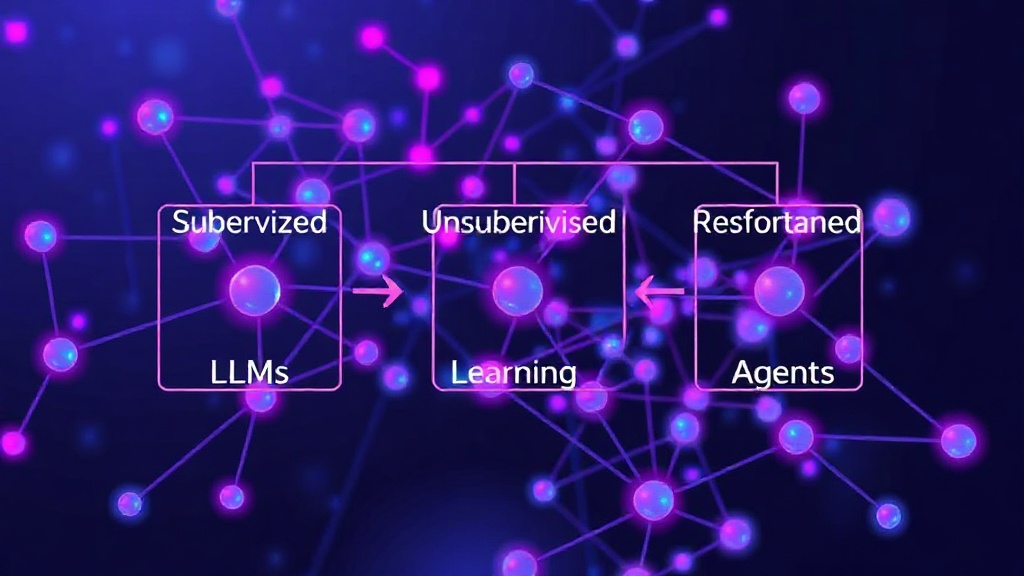 Diagram illustrating the three main types of Machine Learning: supervised, unsupervised, and reinforcement learning.