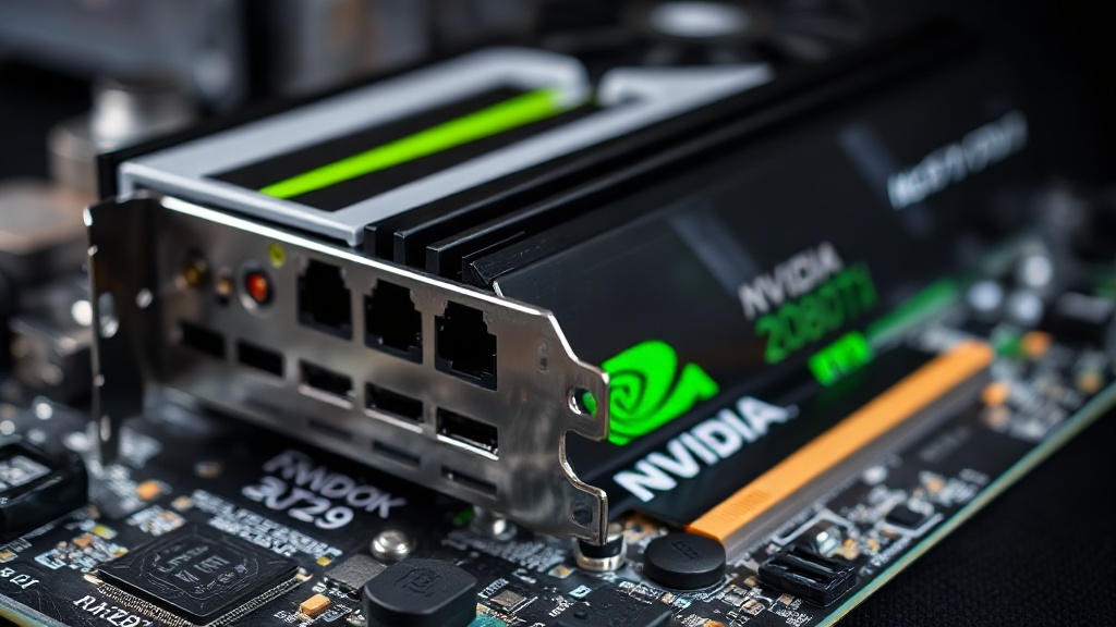 An NVIDIA RTX 2080 Ti graphics card, highlighting its cooler and ports.