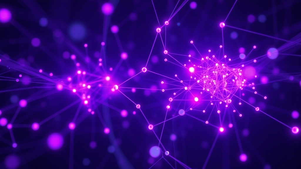 Abstract visualization of a neural network processing complex code structures.