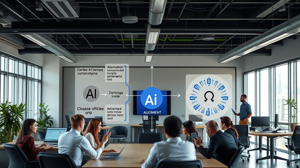 Diagram illustrating the concept of AI alignment and control problems in advanced AI systems.