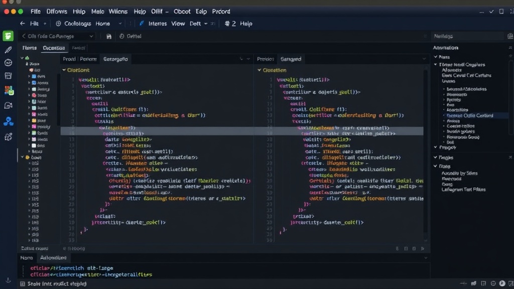 Diffsmith interface showing side-by-side code comparison with annotation tools