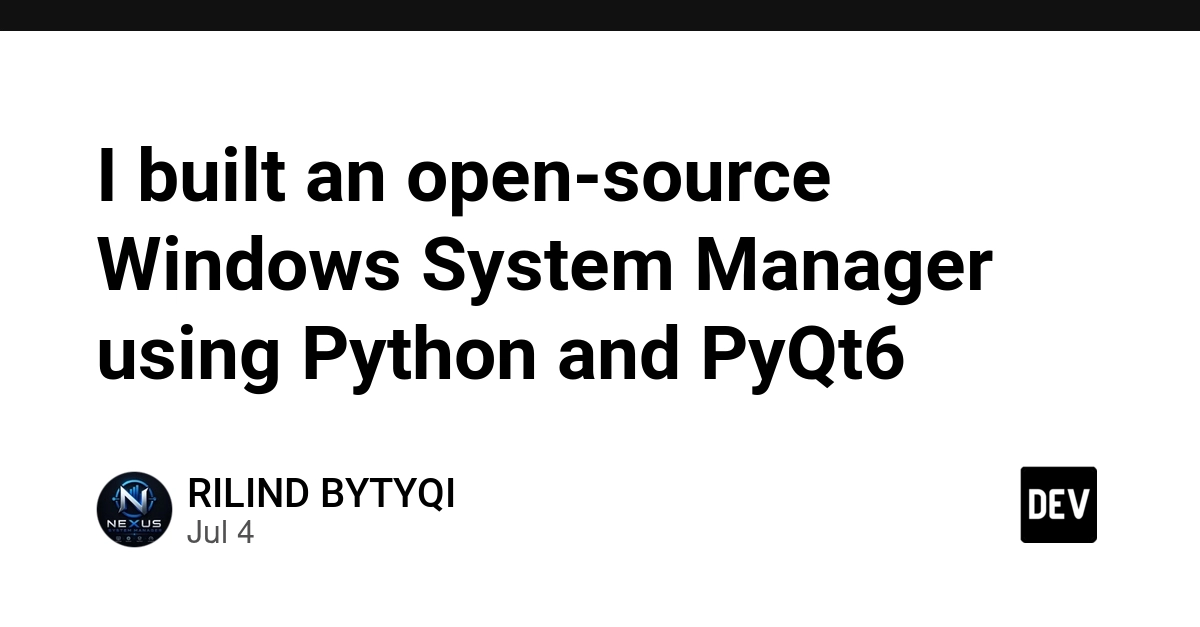 Nexus System Manager: Python-Powered Windows Optimizer Goes Open Source