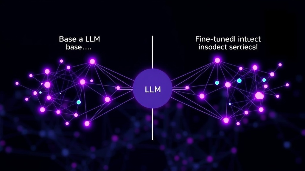Diagram illustrating the difference between a base LLM and a fine-tuned instruct model.