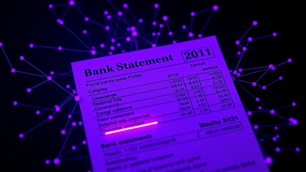 Example of a bank statement with key financial fields highlighted for OCR extraction