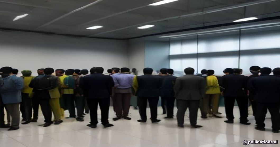 Investors queue outside a Nigerian stock exchange branch for Dangote Refinery IPO applications.