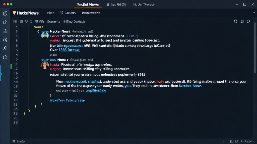Hacker News discussion thread showing user comments on AWS billing anomalies.
