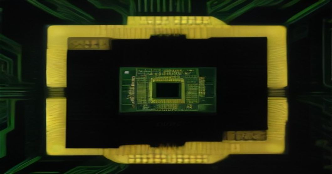 Conceptual diagram showing zHBM's stacked memory architecture on an AI accelerator chip.