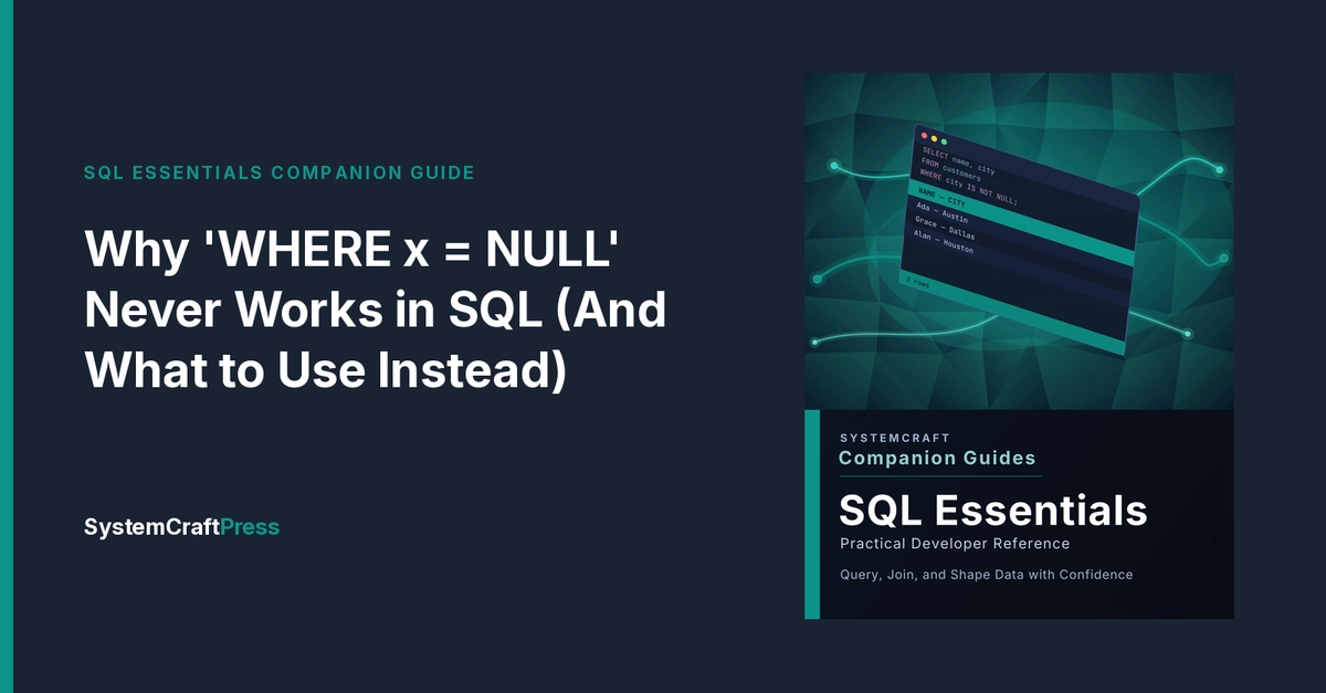 SQL NULL: Why 'WHERE x = NULL' Fails and Correct Alternatives