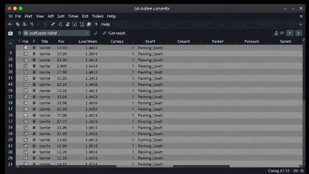 Git-knife interface showing a table of Git commits with editable fields.