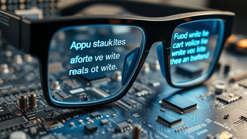 Smart glasses displaying live translated captions in a user's field of view
