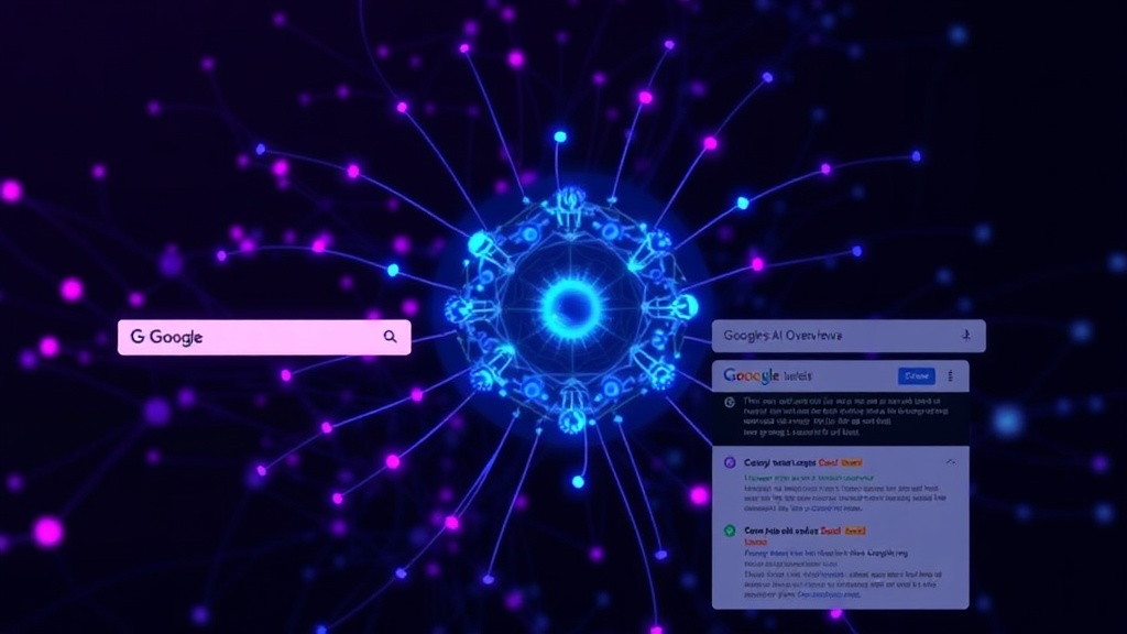 Diagram illustrating Google's AI Overviews contrasting with traditional search results