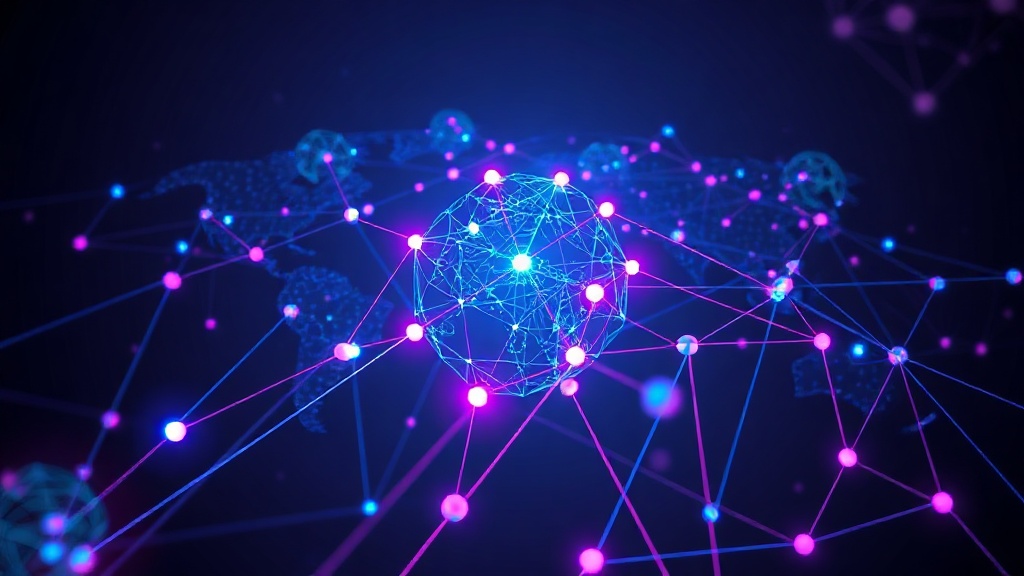 Conceptual illustration of a superintelligent AI system with global network connections