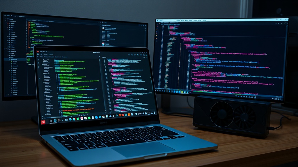 Developer Sachittav's setup with laptop and RTX 5070 GPU
