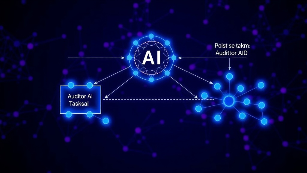 A diagram showing an AI agent performing tasks and a separate auditor AI verifying each step.