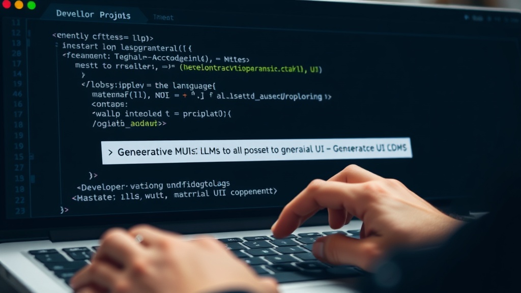 Developer typing a natural language prompt into an interface to generate UI code