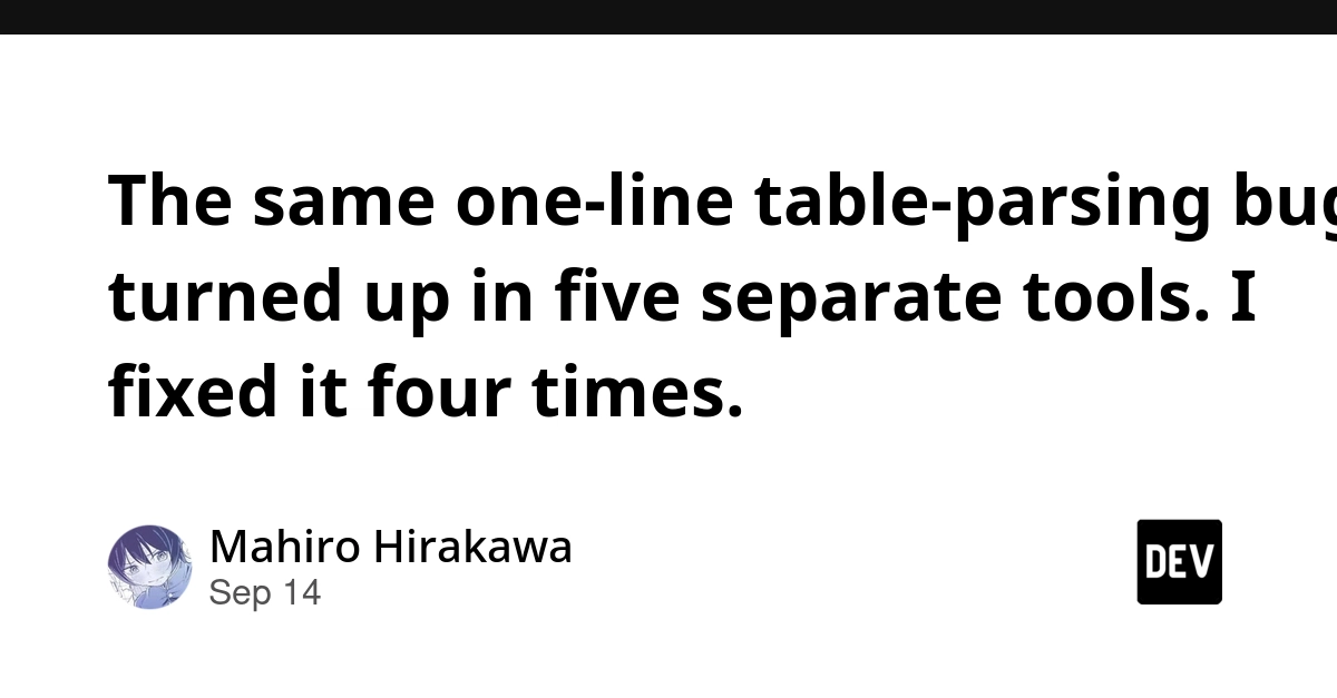 One Bug, Five Tools: A Table-Parsing Flaw Surfaces Repeatedly