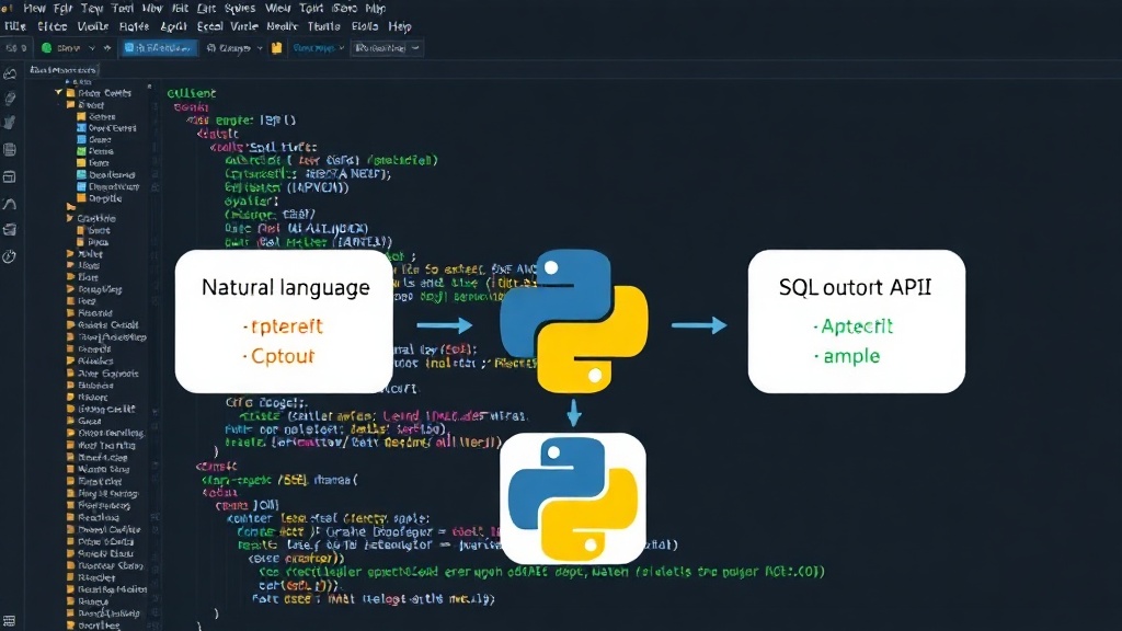 Diagram illustrating the flow from natural language input to SQL output via the Python API.