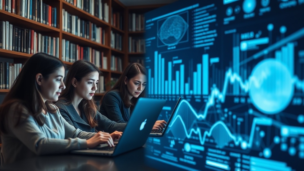 Researchers use laptops in a European university library studying online platform data.
