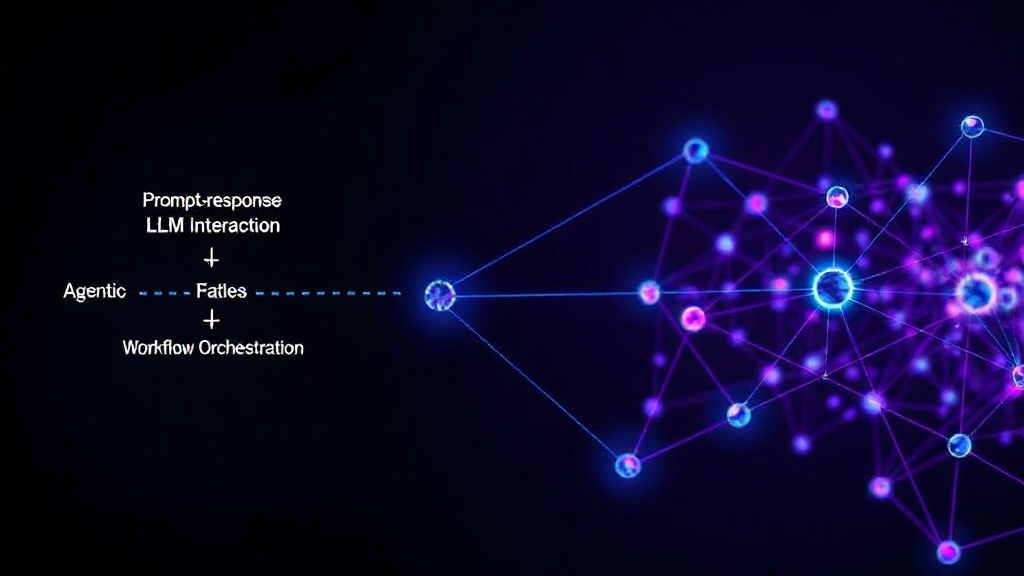 Diagram illustrating the shift from prompt-response LLM interaction to agentic workflow orchestration