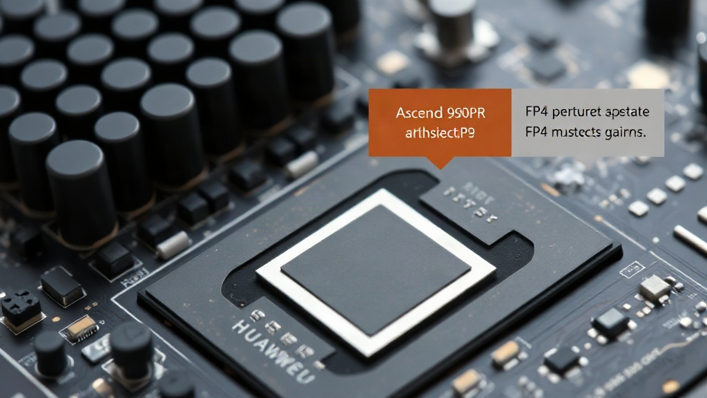 Huawei's Ascend 960PR chip architecture diagram highlighting FP4 performance gains