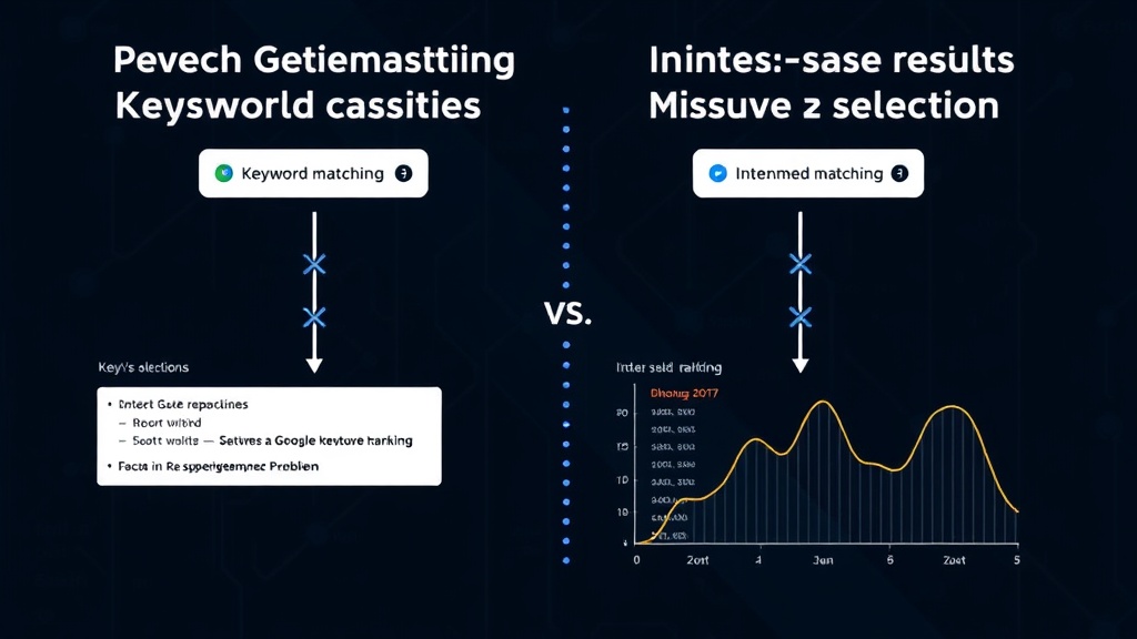 Diagram illustrating the difference between keyword matching and intent-based search results.