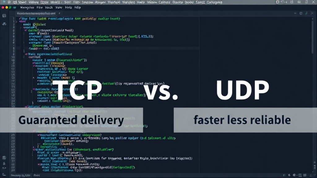 Visual analogy comparing TCP's guaranteed delivery to UDP's faster, less reliable approach.