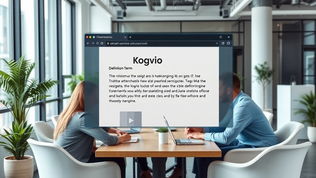 Browser extension overlay showing a definition of a technical term on a webpage