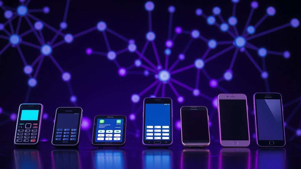 Early mobile phones demonstrating the evolution from basic communication devices to smartphones.