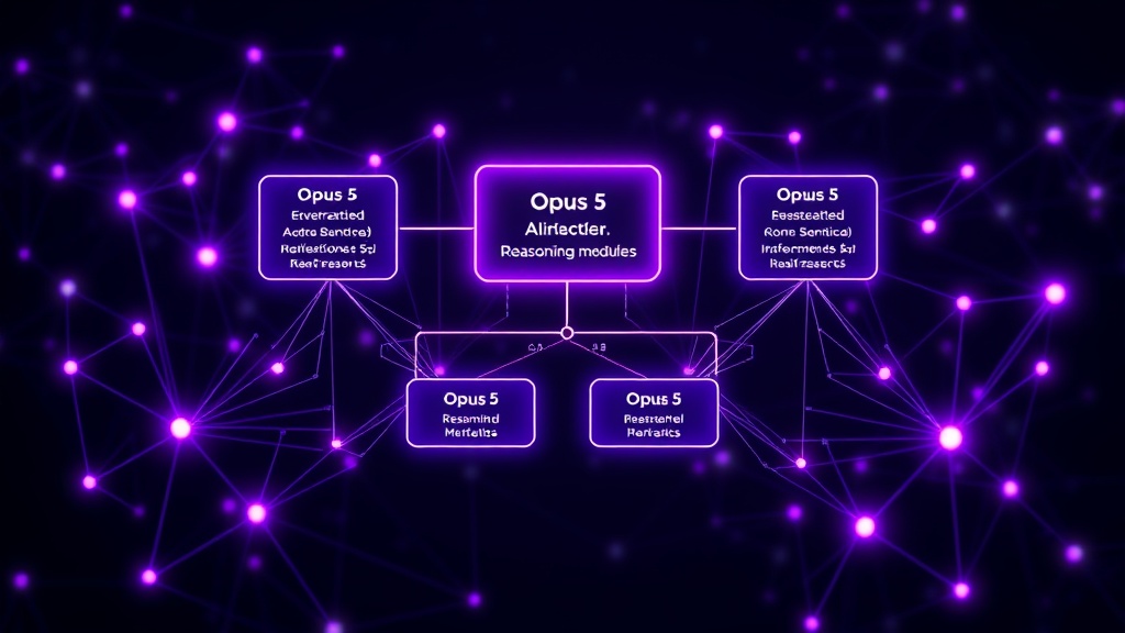 Opus 5 model architecture diagram illustrating advancements in reasoning modules.