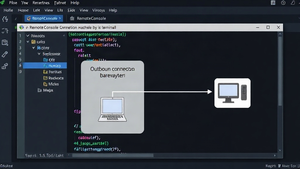 Diagram illustrating RemoteConsole's outbound connection model bypassing firewalls