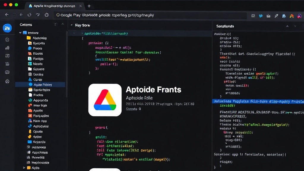 Screenshot of Aptoide app store listed within the Google Play Store interface