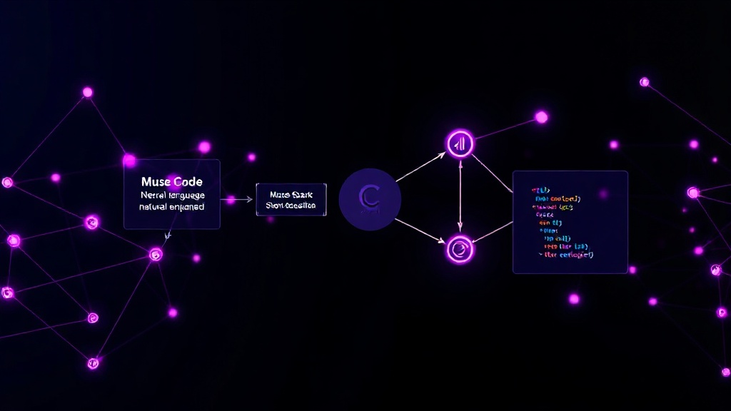 Diagram illustrating Muse Code's AI-powered code generation workflow from natural language to code