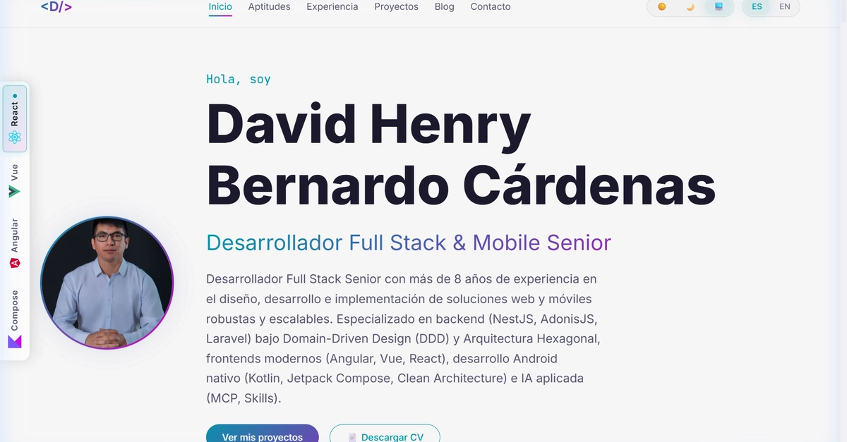 Developer Builds Portfolio in React, Vue, Angular, and Compose HTML