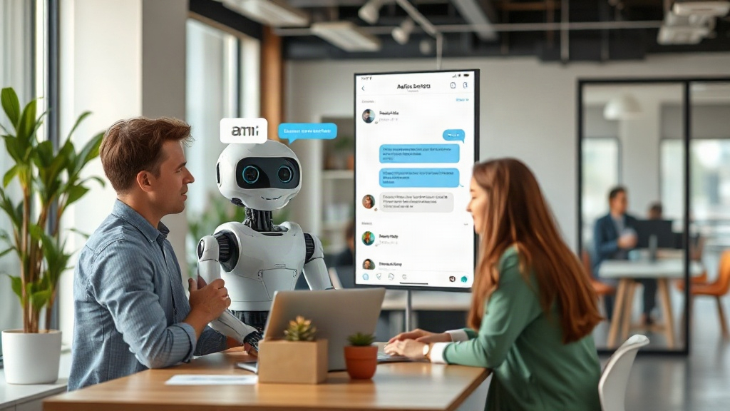 Conceptual illustration of an AI chatbot interacting with a customer via a digital interface