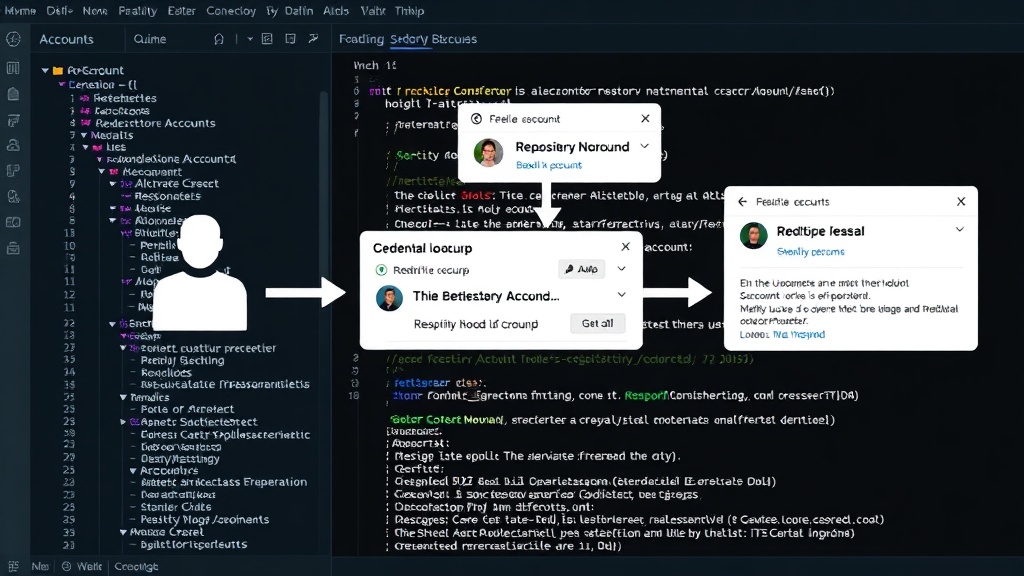 Diagram illustrating Git's credential lookup process for multiple GitHub accounts