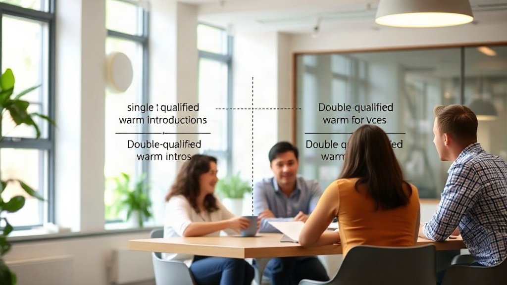 A flowchart illustrating the difference between single and double-qualified warm introductions for VCs.