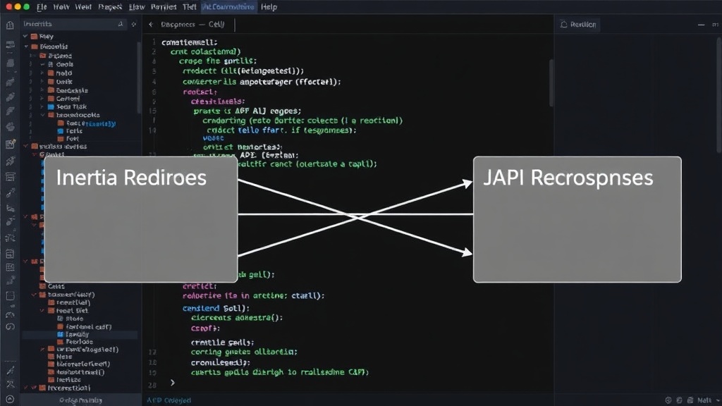 Diagram showing the conflict between Inertia redirects and direct JSON API responses