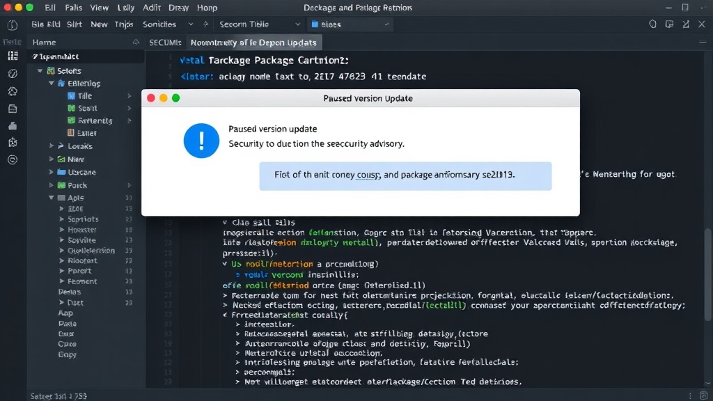 Dependabot UI showing a paused version update with a security advisory notification