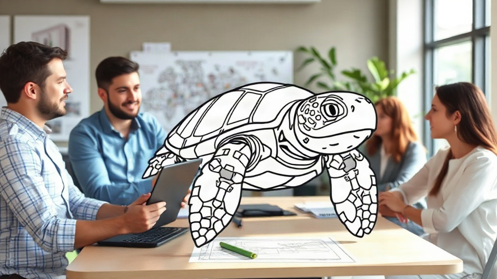 A prompt detailing a sea turtle for a coloring page, emphasizing line art and simplicity.
