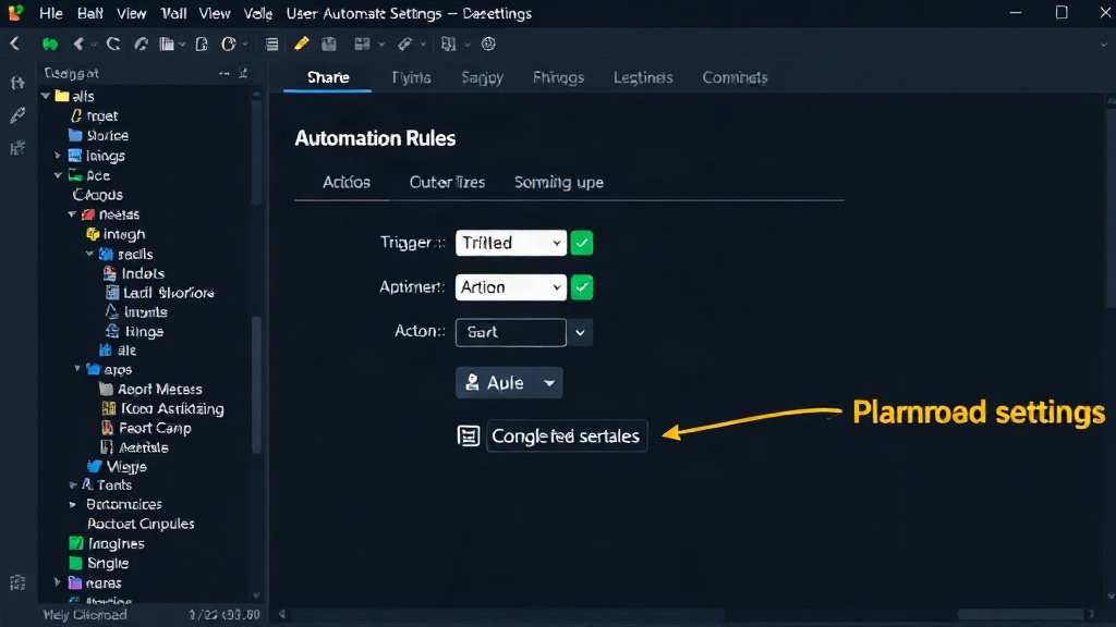 Open WebUI automation rule creation interface with trigger and action settings