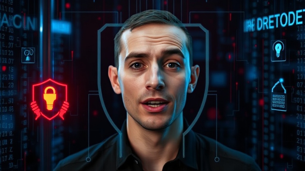 Illustration of AI generating a realistic but fake video of a person speaking