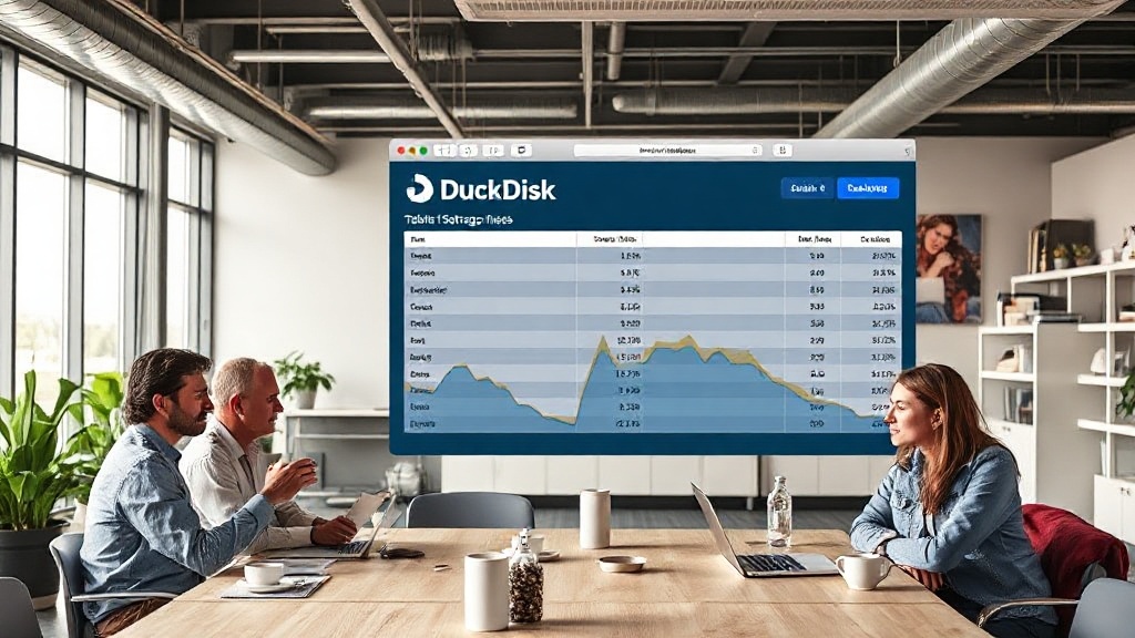 DuckDisk interface showing a tabular breakdown of storage usage across different locations
