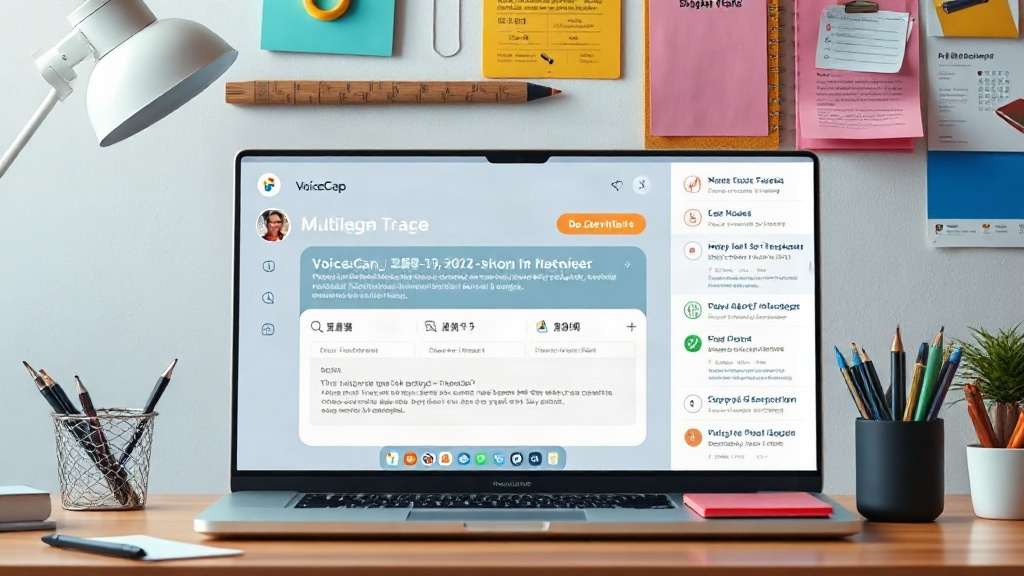 User interface showcasing VoiceCap's multilingual transcript and summary features