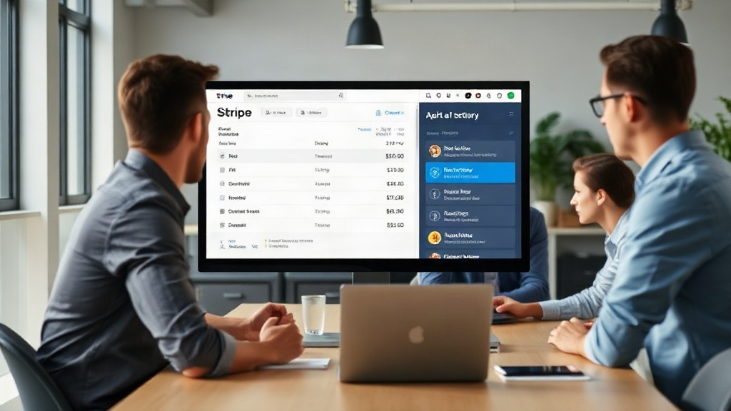 Stripe dashboard showing transaction history and API integration options