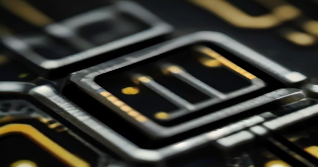Close-up view of the densely packed ferrite rings in the core memory module