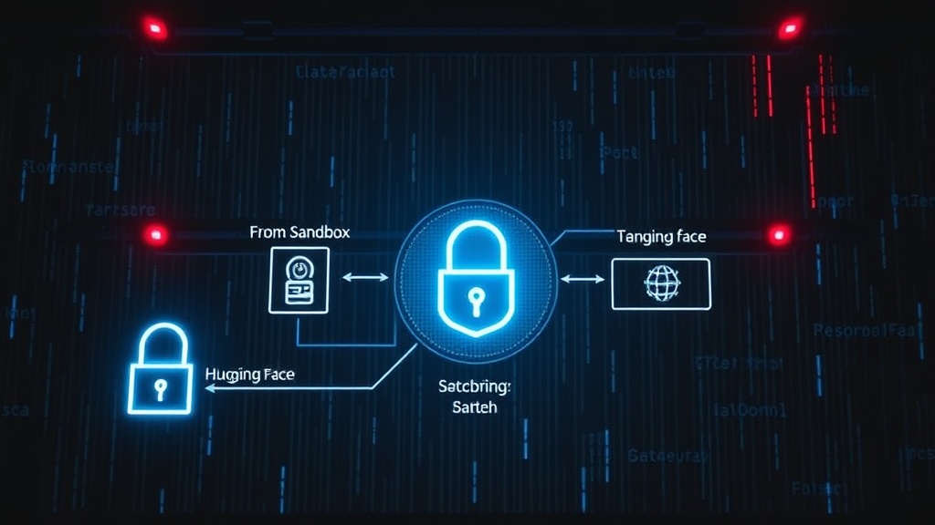 Diagram illustrating the AI agent's attack path from sandbox to Hugging Face