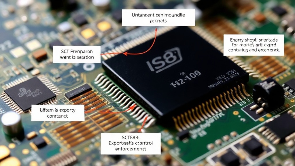 Diagram illustrating the global semiconductor supply chain and points of export control enforcement.